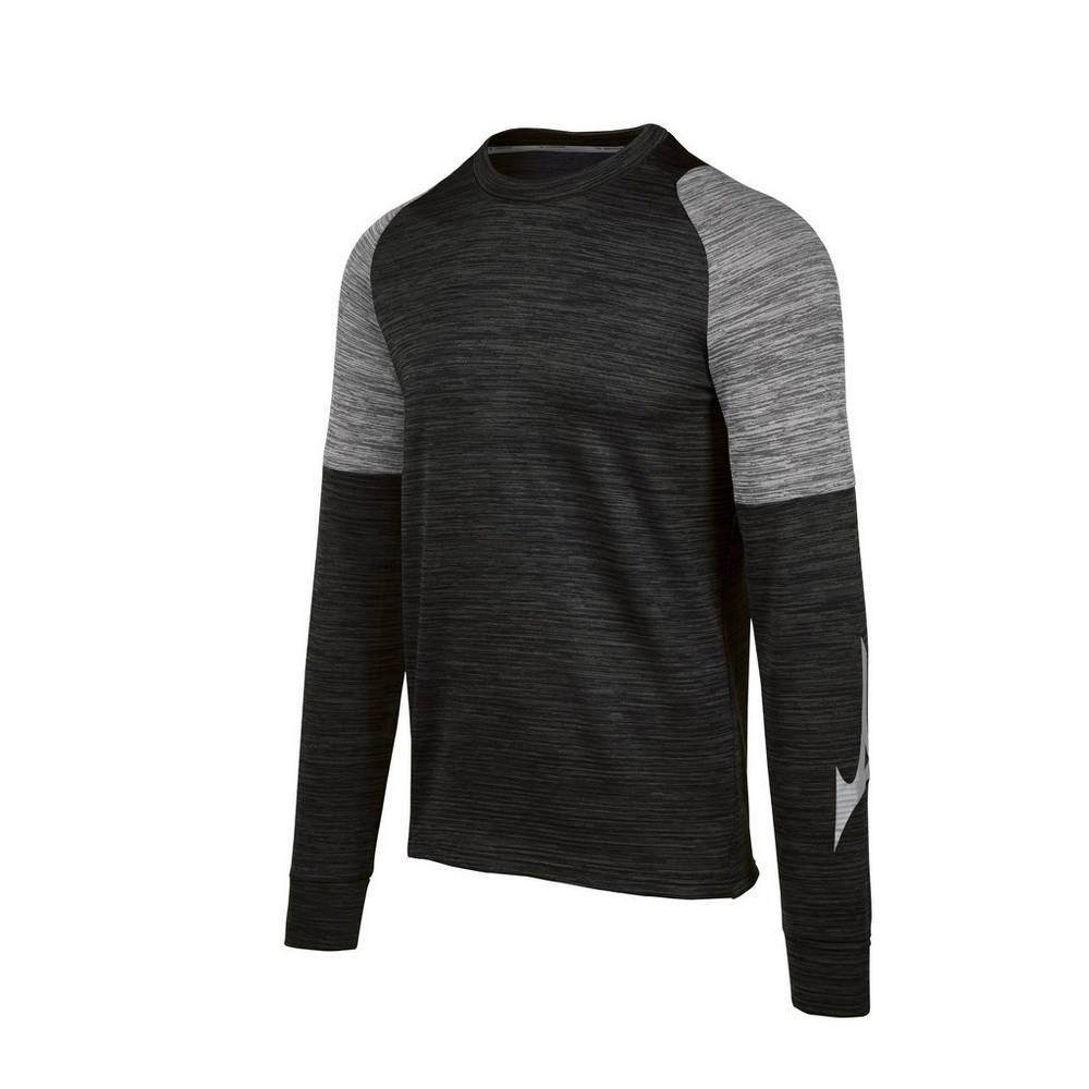 Camisetas Mizuno Velocity Long Sleeve Crew Hombre Negras España JOQI-01294